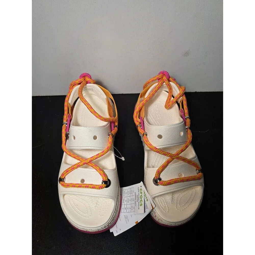 New Rare Crocs Hiker Xscape Festival Platform Sandals White Pink Women's 6 - Picture 4 of 10